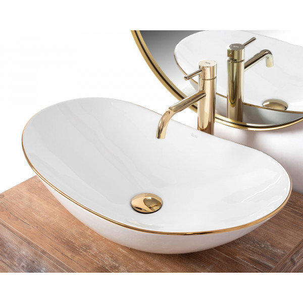 Умивальник (раковина) REA ROYAL WHITE GOLD EDGE накладний