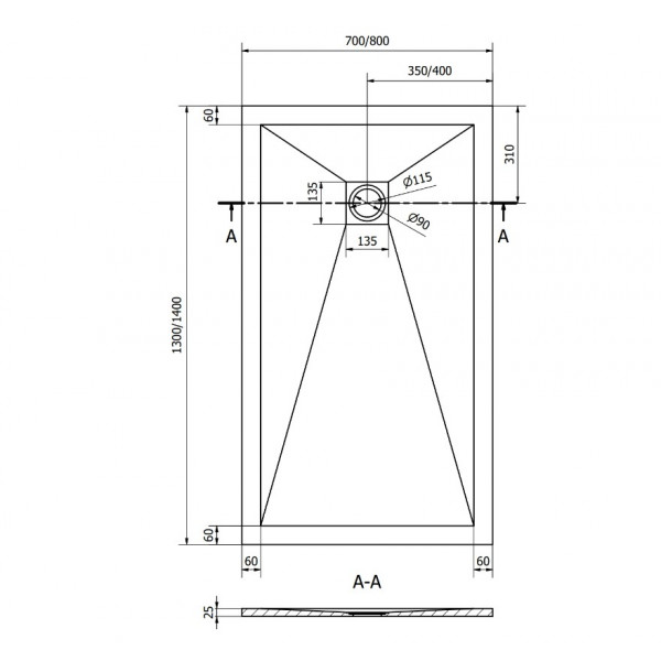 Душовий піддон MEXEN STONE+ 140x80 WHITE