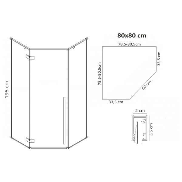 Душова кабіна REA DIAMOND 80х80 BLACK