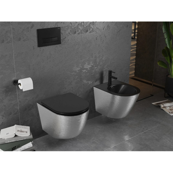 Підвісне біде MEXEN LENA BRUSHED SILVER BLACK MATT