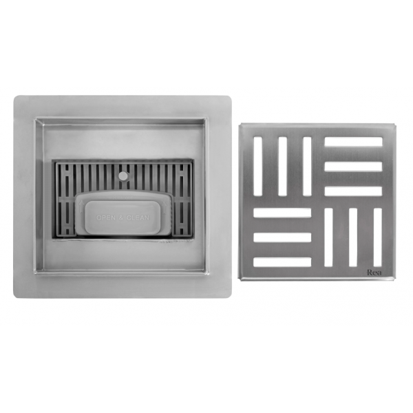 Трап для душу REA CROSS 15x15 NICKIEL BRUSHED