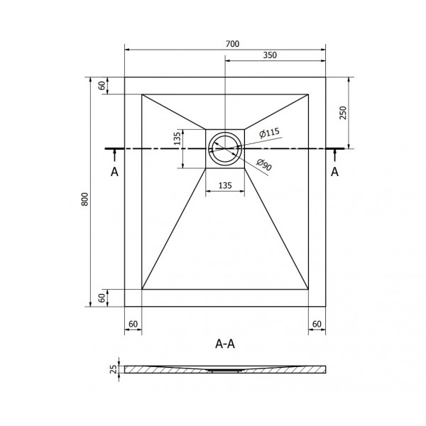 Душовий піддон MEXEN STONE+ 80x70 BLACK
