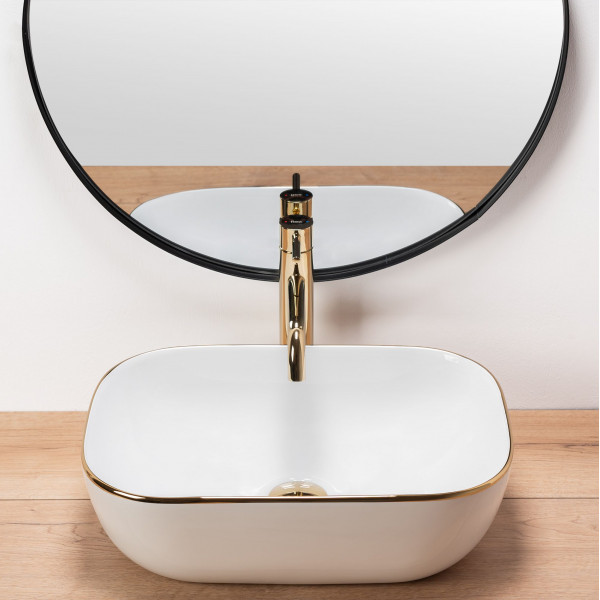 Умивальник (раковина) REA BELINDA WHITE GOLD EDGE накладний
