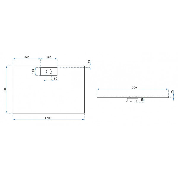 Душовий піддон REA BAZALT 80x120 LONG WHITE