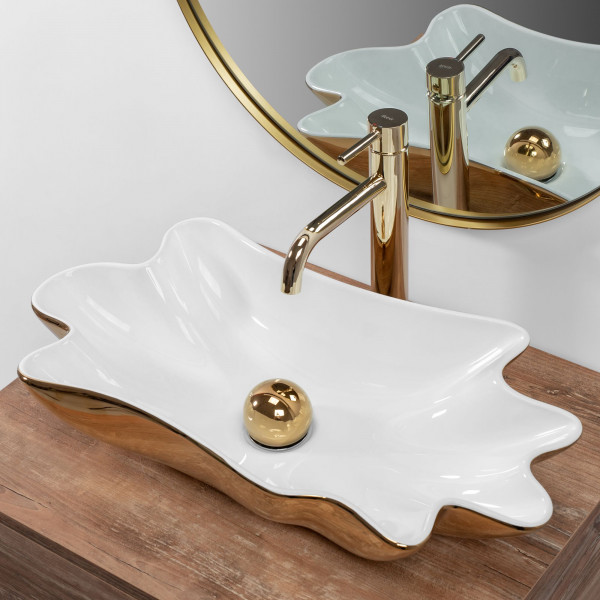 Умивальник (раковина) REA INFINITY GOLD WHITE накладний