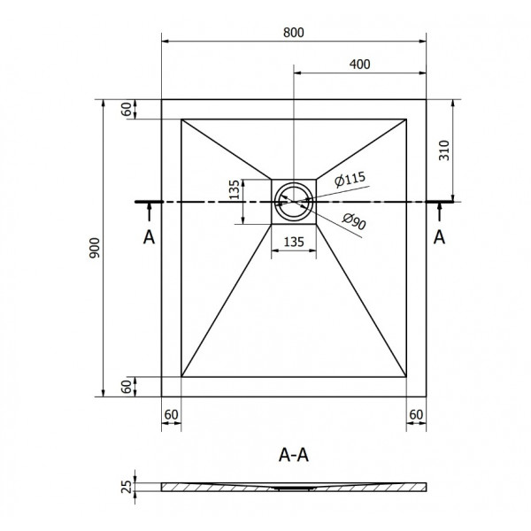 Душовий піддон MEXEN STONE+ 90x80 GREY
