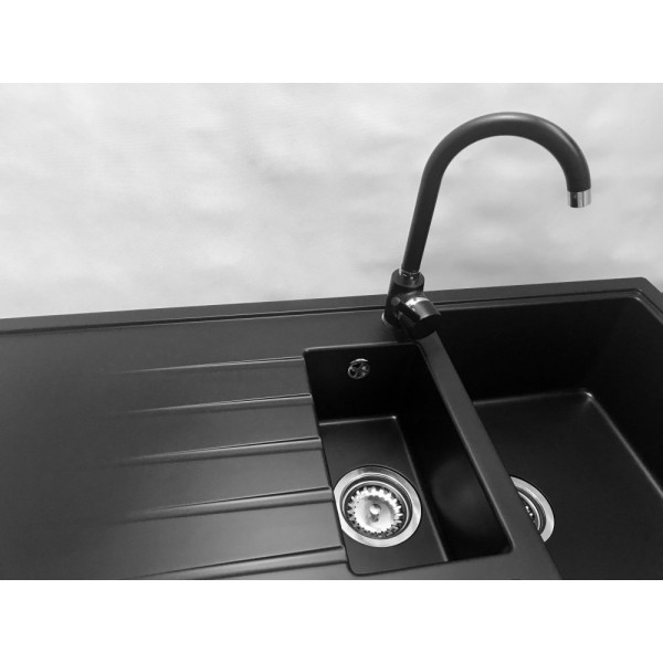 Кухонна мийка GRANITAN SOLARIS BLACK чорна з білим вкрапленням *