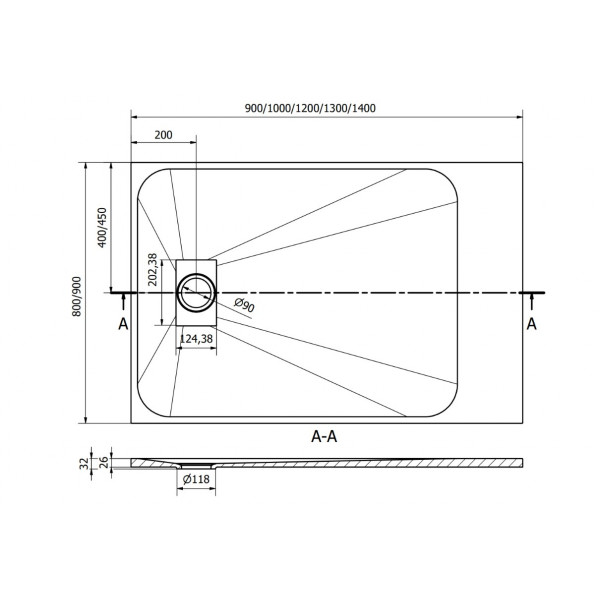 Душовий піддон MEXEN HUGO 120x80 GREY