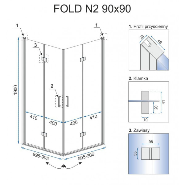 Душова кабіна REA FOLD N2 90х90 CHROME