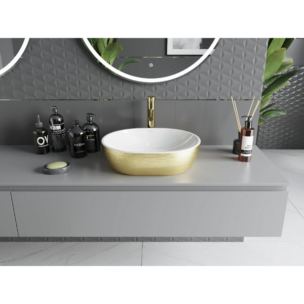 Умивальник (раковина) MEXEN VIKI BRUSHED GOLD WHITE накладний