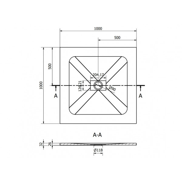 Душовий піддон MEXEN HUGO 100x100 BLACK