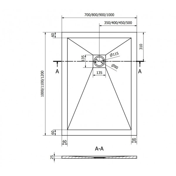Душовий піддон MEXEN STONE+ 120x100 WHITE
