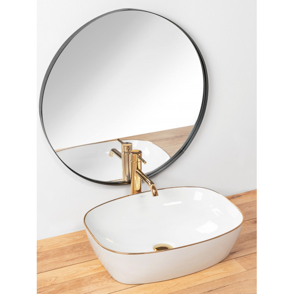 Умивальник (раковина) REA SOL WHITE GOLD EDGE накладний *