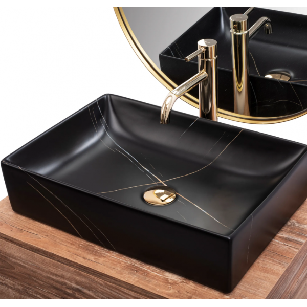 Умивальник (раковина) REA INGA BLACK MARBLE MATT накладний *