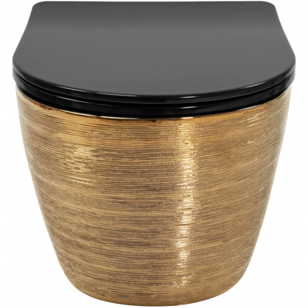 Підвісний унітаз REA CARLO FLAT BRUSHED GOLD BLACK золотий