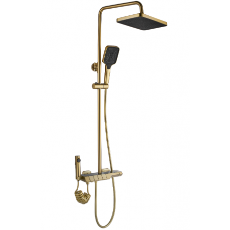 Душовий гарнітур REA ROB BRUSHED GOLD матове золото з термостатом та виливом