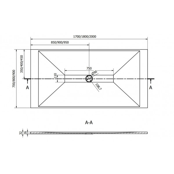 Душовий піддон MEXEN TORO 200x70 WHITE