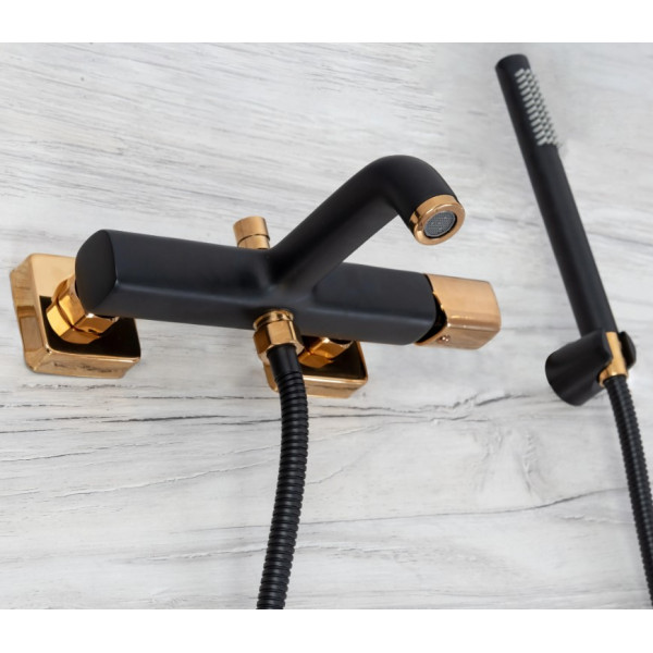 Змішувач для ванни та душу REA SALTO BLACK ROSE GOLD настінний з виливом *
