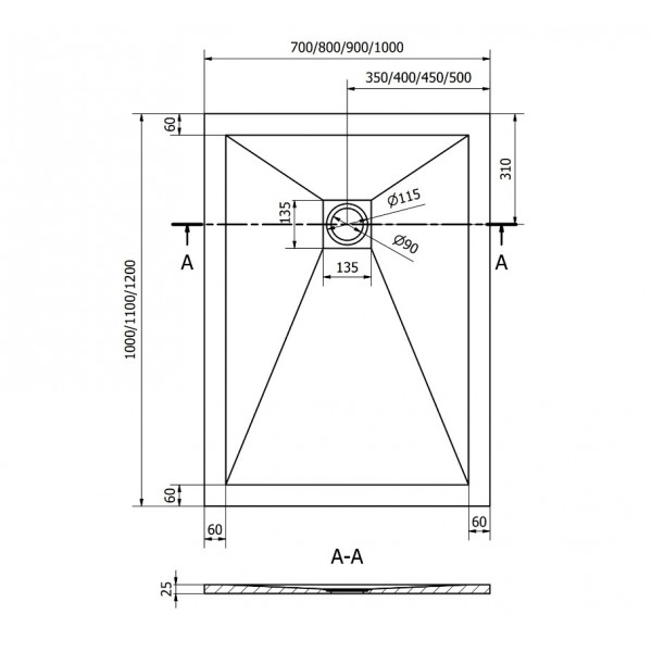 Душовий піддон MEXEN STONE+ 110x70 GREY