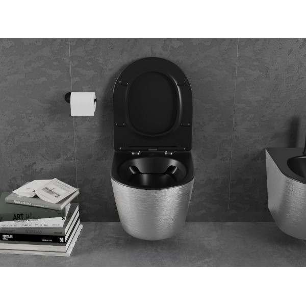Підвісний унітаз MEXEN LENA BRUSHED SILVER BLACK MATT