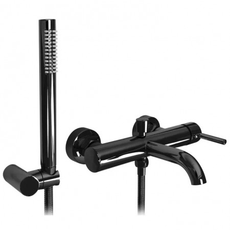 Змішувач для ванни та душу REA LUNGO BLACK GLOSSY настінний з виливом *