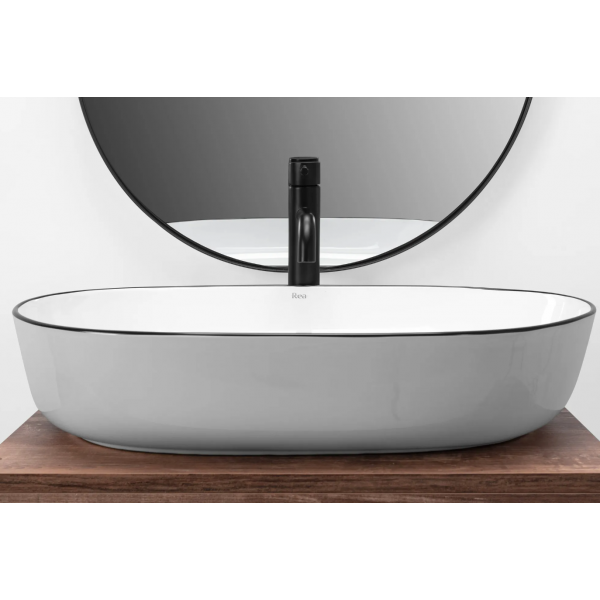 Умивальник (раковина) REA CLEO 61 WHITE BLACK EDGE накладний