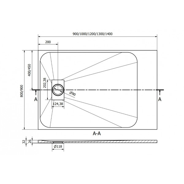 Душовий піддон MEXEN HUGO 120x90 GREY
