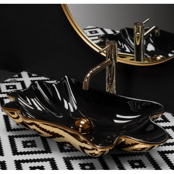 Умивальник (раковина) REA INFINITY GOLD BLACK накладний *