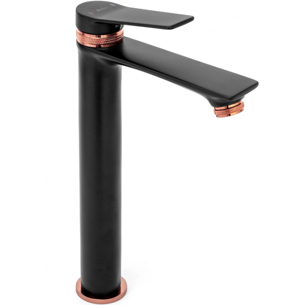 Змішувач для раковини (умивальника) REA VIRAL BLACK ROSE GOLD високий