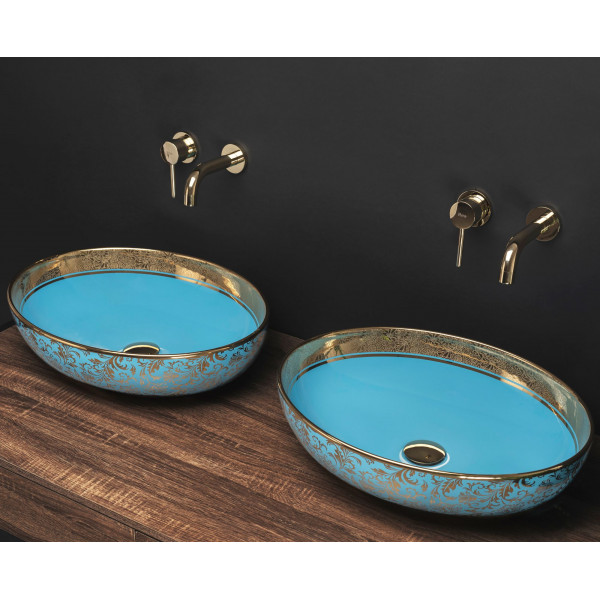 Умивальник (раковина) REA MARGOT BLUE GOLD накладний *