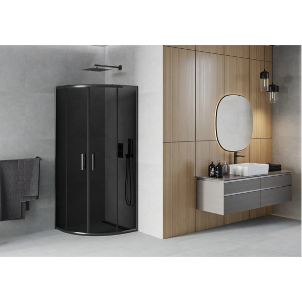 Душова кабіна MEXEN RIO 80х80 GRAPHITE BLACK напівкругла