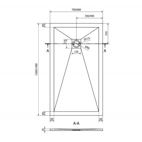 Душовий піддон MEXEN STONE+ 140x80 GREY