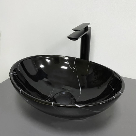 Умивальник (раковина) VBI PARMA BLACK MARMO GLOSSY накладний