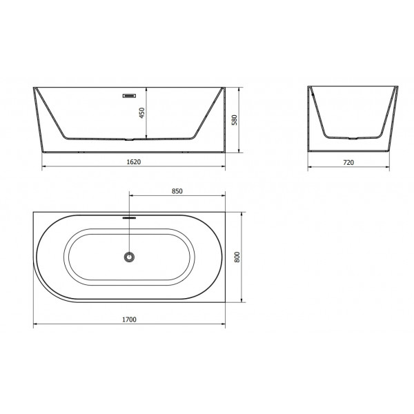 Ванна кутова MEXEN MIA 170x80 WHITE акрилова права