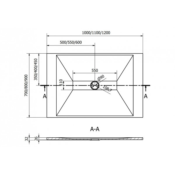 Душовий піддон MEXEN TORO 120x80 WHITE
