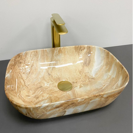 Умивальник (раковина) VBI RAVENNA BROWN ONYX GLOSSY накладний