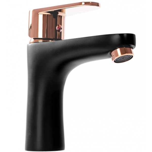 Змішувач для раковини (умивальника) REA MILD BLACK ROSE GOLD низький