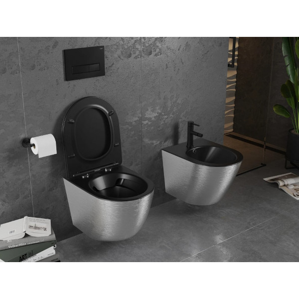 Підвісний унітаз MEXEN LENA BRUSHED SILVER BLACK MATT