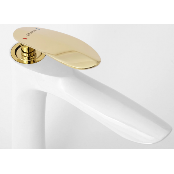 Змішувач для раковини (умивальника) REA ORBIT WHITE GOLD високий