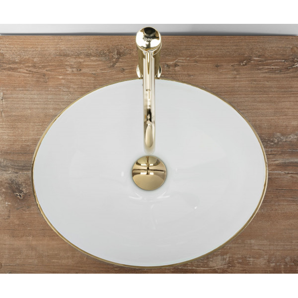 Умивальник (раковина) REA SOFIA BRUSHED GOLD WHITE накладний *