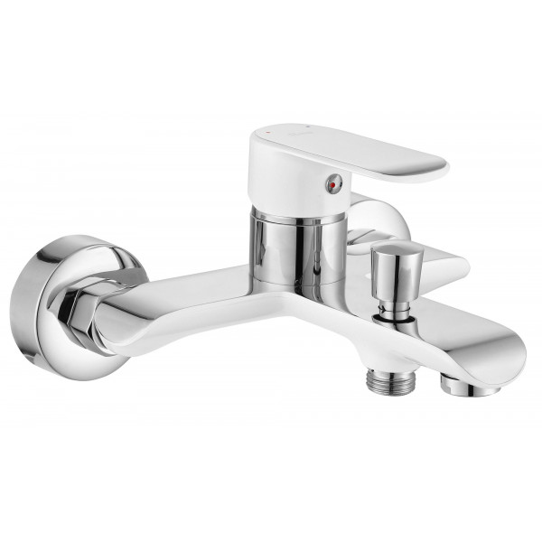 Змішувач для ванни та душу REA BLOOM WHITE CHROME настінний з виливом *