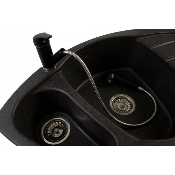 Кухонна мийка GRANITAN COMPACT BLACK чорна з вкрапленням *