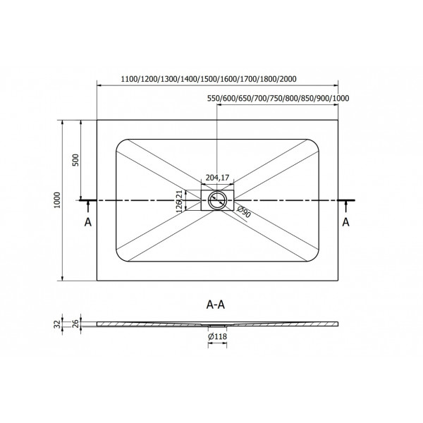Душовий піддон MEXEN HUGO 160x100 BLACK