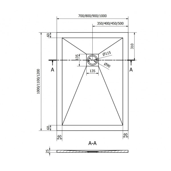 Душовий піддон MEXEN STONE+ 120x80 ANTHRACITE
