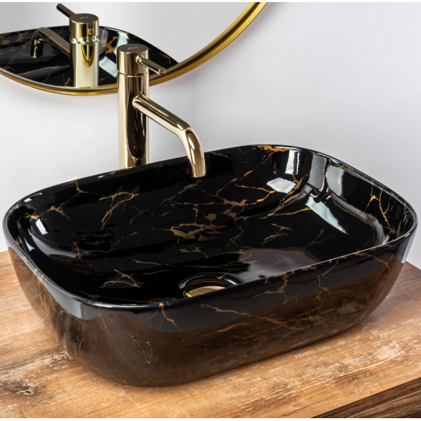 Умивальник (раковина) REA BELINDA BLACK MARBLE SHINY накладний