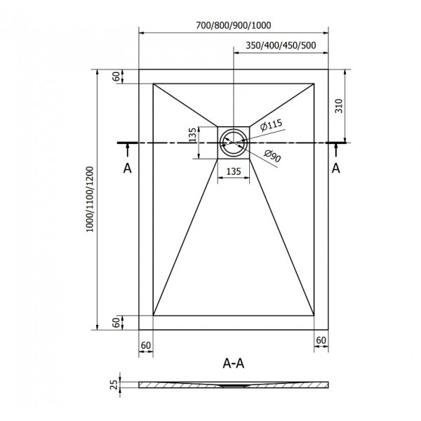 Душовий піддон MEXEN STONE+ 120x100 BLACK