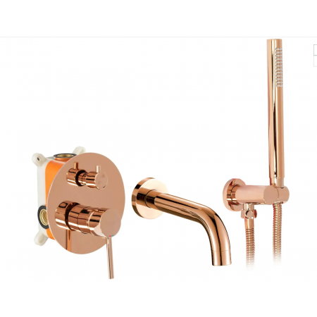 Змішувач для ванни та душу REA LUNGO ROSE GOLD + BOX прихованого монтажу