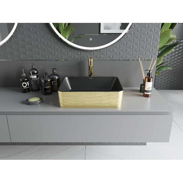 Умивальник (раковина) MEXEN CATIA BRUSHED GOLD BLACK MATT накладний