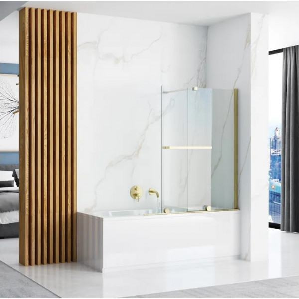 Шторка для ванни REA FABIAN 100 BRUSHED GOLD розсувна
