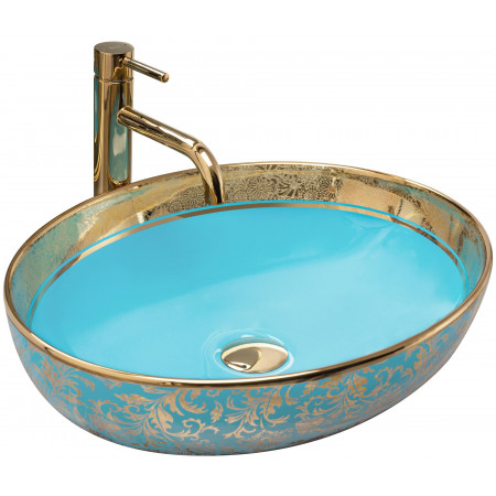 Умивальник (раковина) REA MARGOT BLUE GOLD накладний *